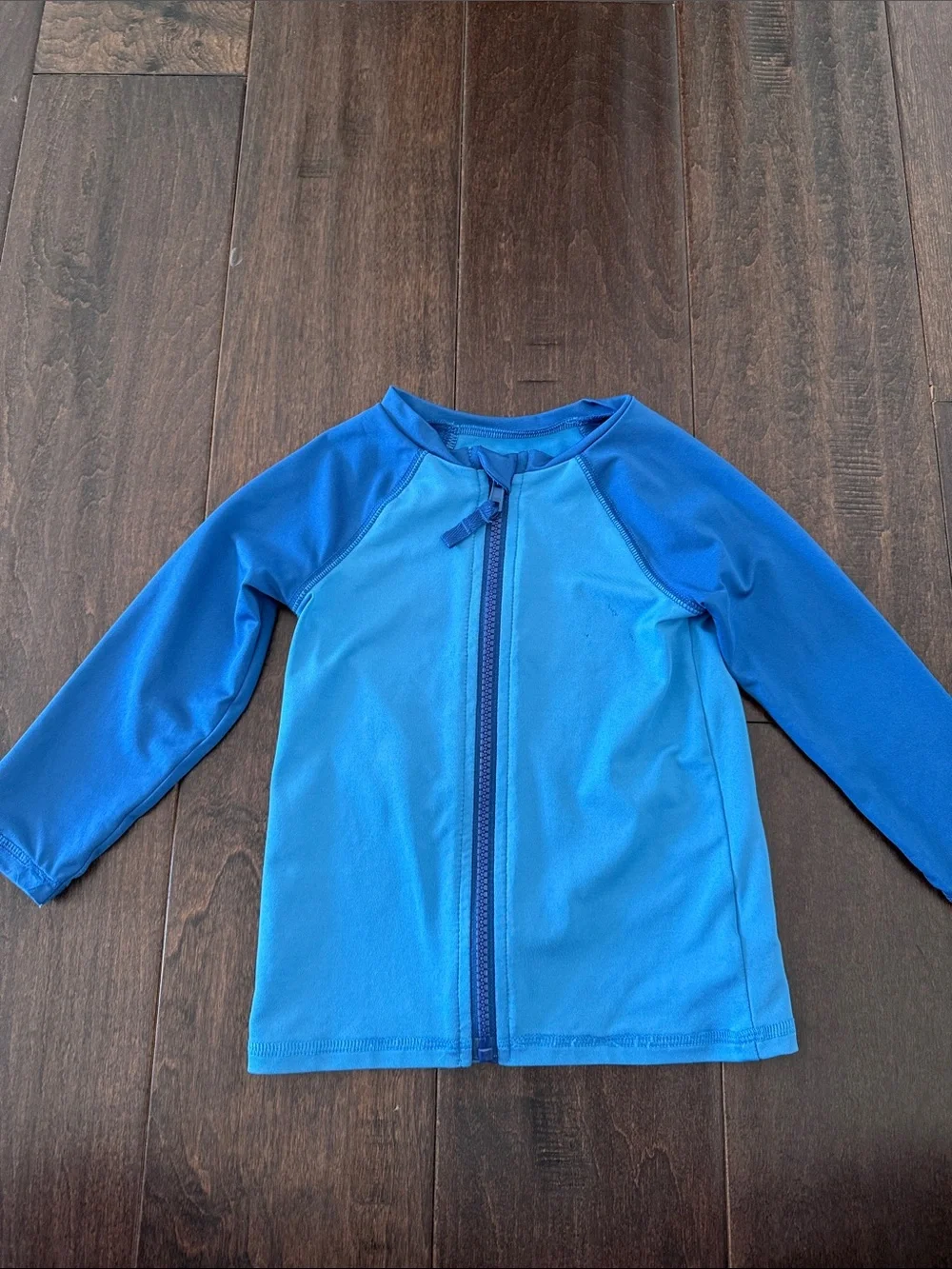 Cat and Jack Kids Long-Sleeve Blue Front-Zip Swim Rashguard